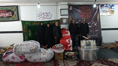 نذر اقلام مورد نیاز موکب شهدای باروق، در کربلای معلی، توسط خیر اهل شهرستان تکاب و خیران تکیه ۱۴ معصوم